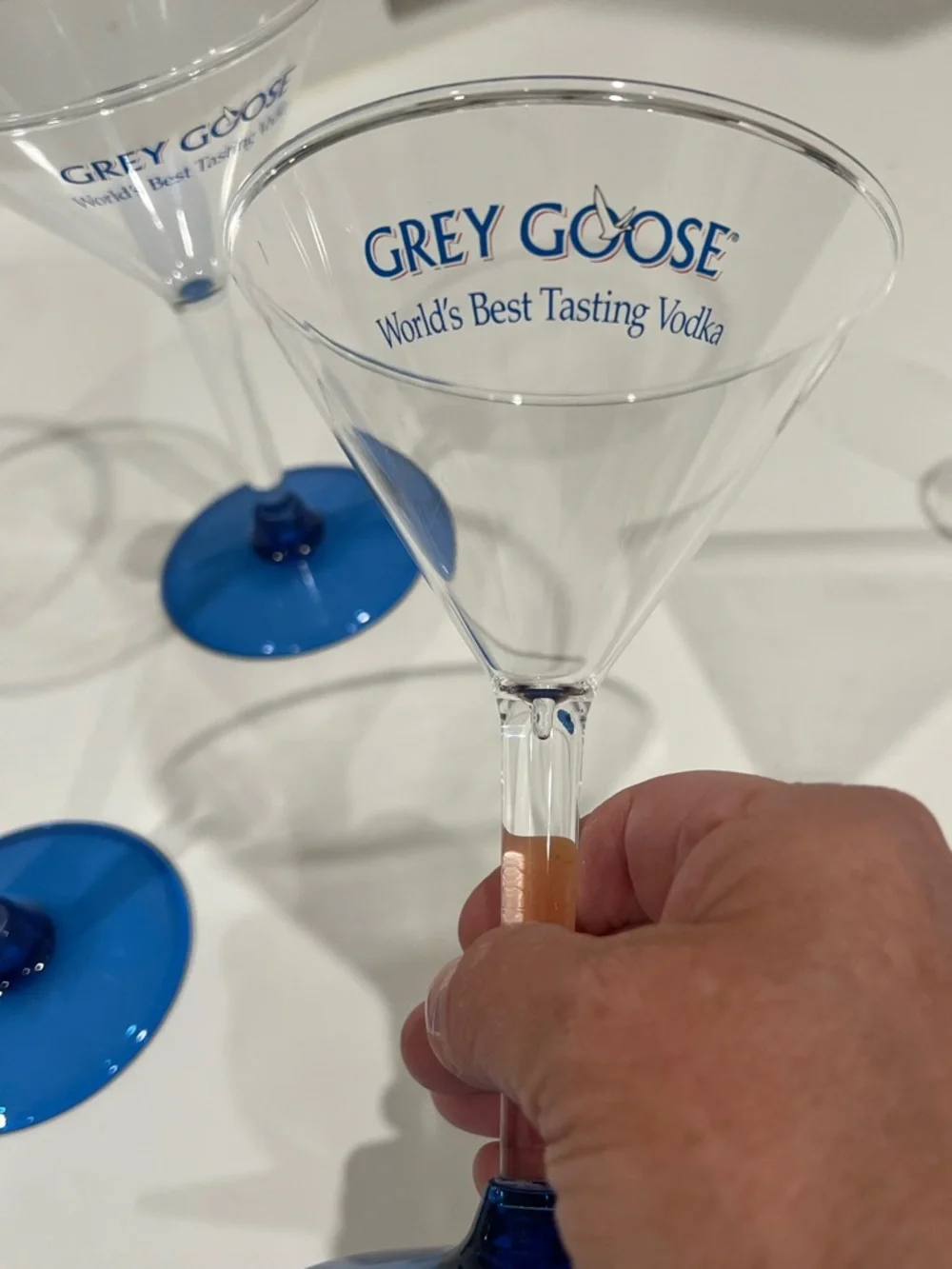 Grey Goose Blue-Base Martini Glasses